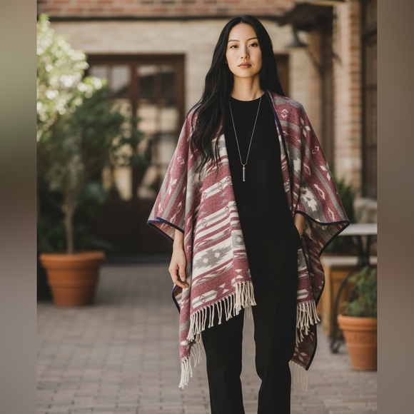 NEW•OS-3X•Super Soft Thick Knit Aztec Poncho - Picture 1 of 12